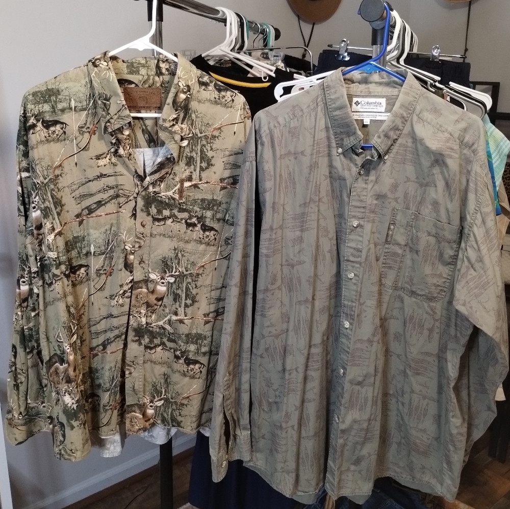 Men's Columbia & Clearwater Fishing And Hunting Button Down Shirts Bundle Of 2